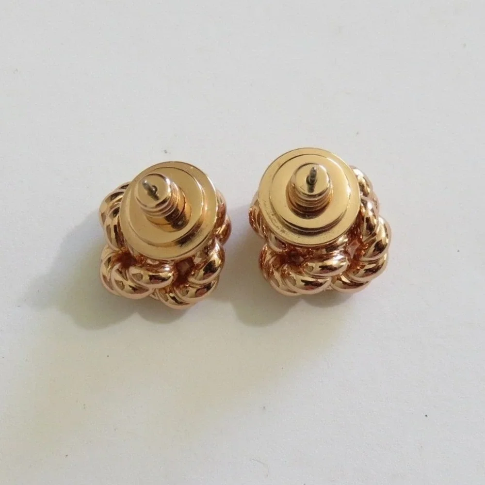 Tory Burch Rose Gold Tone Rope Knot Stud‎ Earrings Women